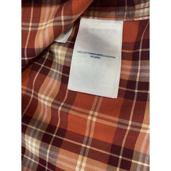 COPY - Lands' End Mens  Button Down Shirt Long Sleeve Rust Tan Plaid - Size L E… - Picture 5 of 9
